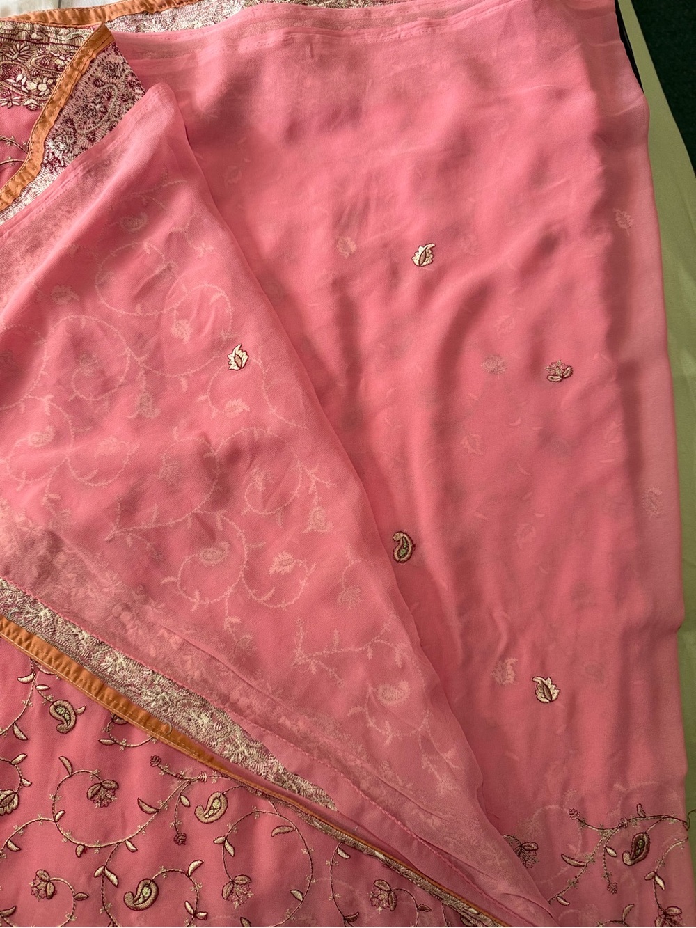 Pink Embroidered Saree with Gold Accents